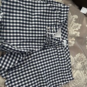 Crown & Ivy Checkered Shorts in Black and White